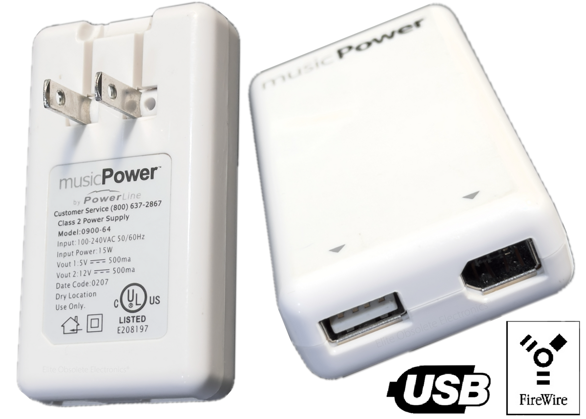 MusicPower Dual USB 2.0 & FireWire 400 Wall Power Adapter for iPod