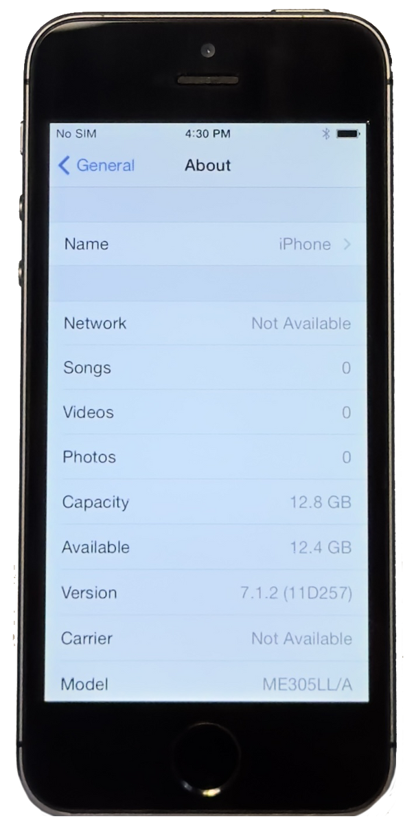 Rare Apple iPhone 5s 16GB Space Gray iOS 7.1 ME305LL/A A1533