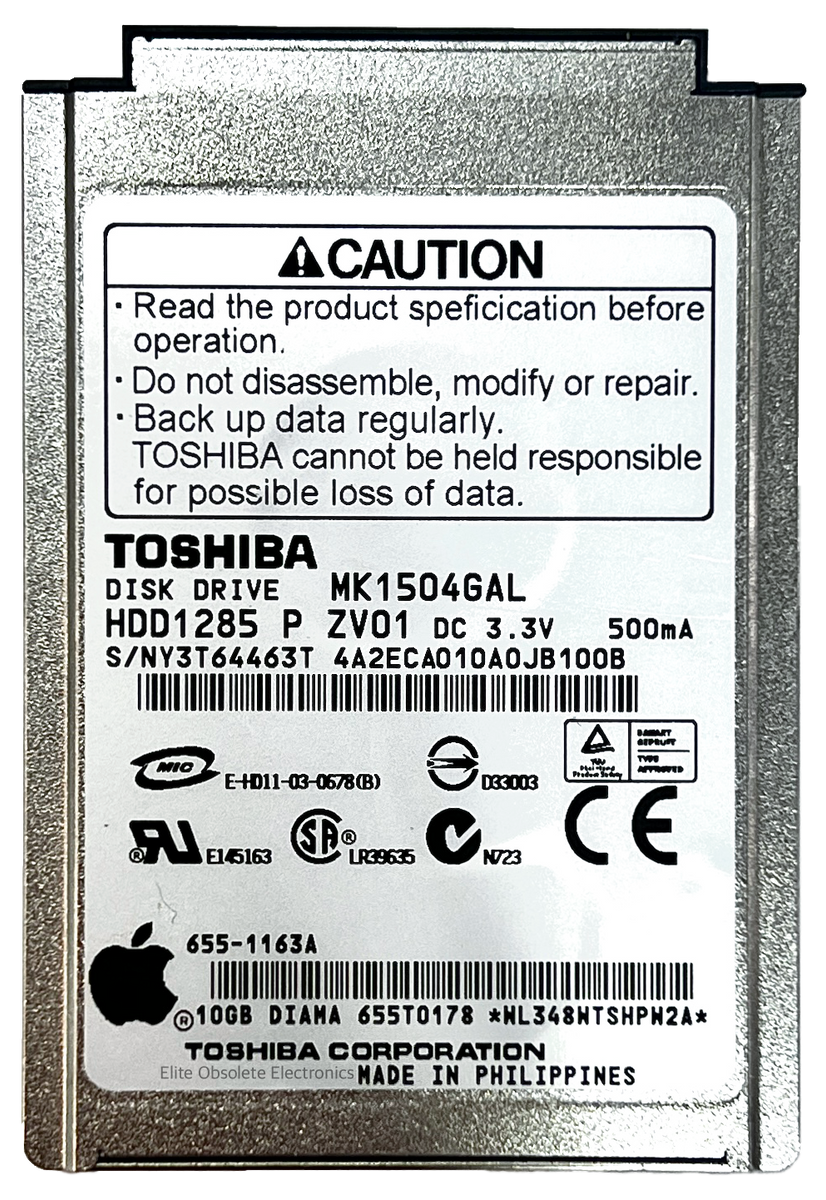 10GB Toshiba MK1504GAL 50-Pin IDE Thin HDD Hard Drive for Apple