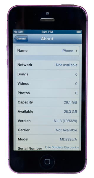 Refurbished Apple iPhone 5 16GB Purple & Black Custom Rare iOS 6.1.3 New Battery