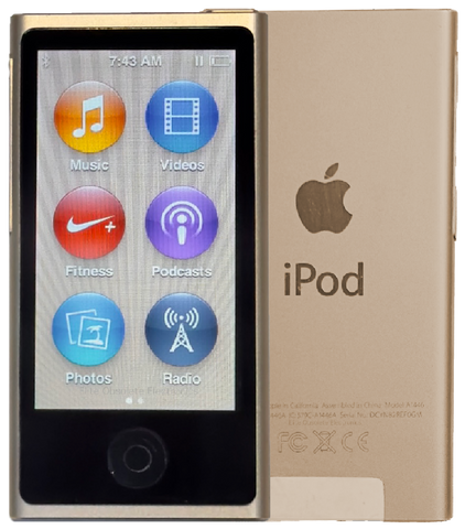 Refurbished Apple iPod Nano 7th Generation 16GB Custom Black & Gold MKMX2LL/A A1446 New Battery