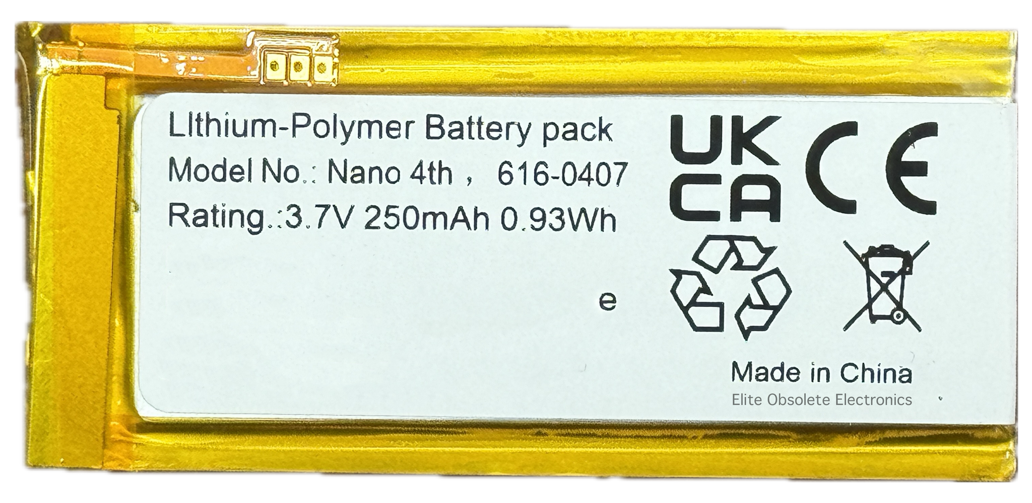 New 250mah Lithium-Ion Polymer Battery for Apple iPod Nano 4th Generation A1285