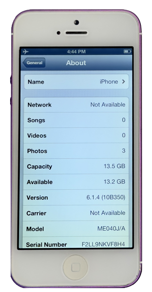 Refurbished Apple iPhone 5 16GB Purple & White Custom Rare iOS 6.1.4 New Battery