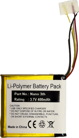 400mah New Lithium Polymer Replacement Battery for Apple iPod Nano 3rd Generation