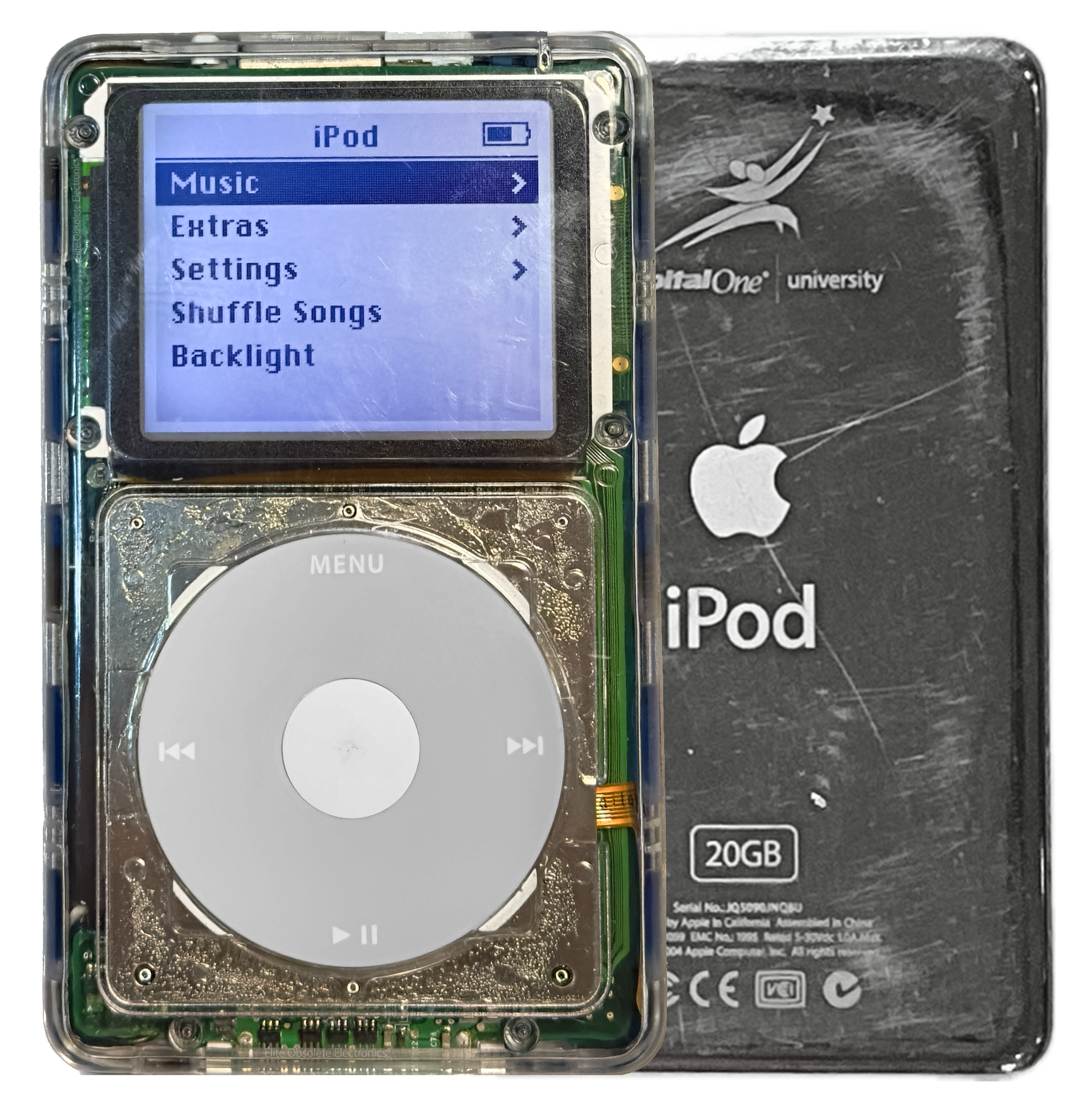 Refurbished Apple iPod 4th Generation Monochrome 20GB Rare iVue Transparent & Capital One University 2004 A1099