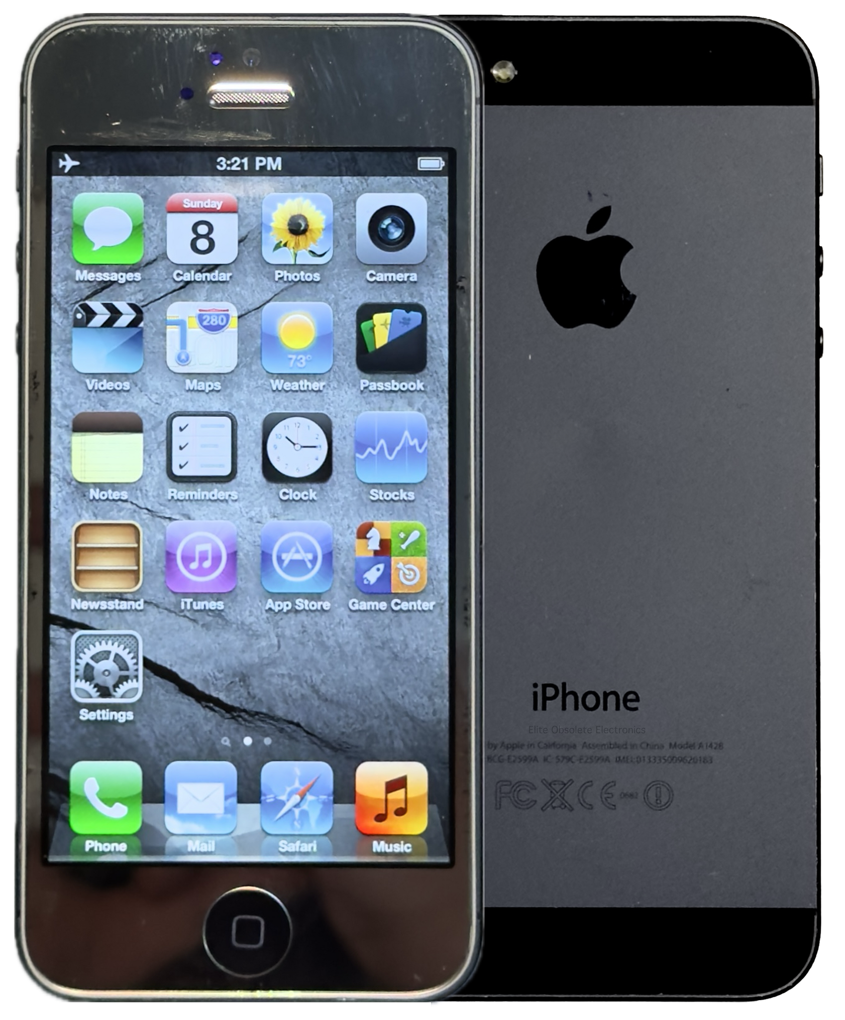 Refurbished Apple iPhone 5 16GB Reflective Silver & Black Custom Rare iOS 6.1.4 New Battery