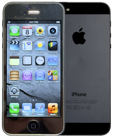 Refurbished Apple iPhone 5 16GB Reflective Silver & Black Custom A1428 MD634LL/A Rare iOS 6.1.4 New Battery