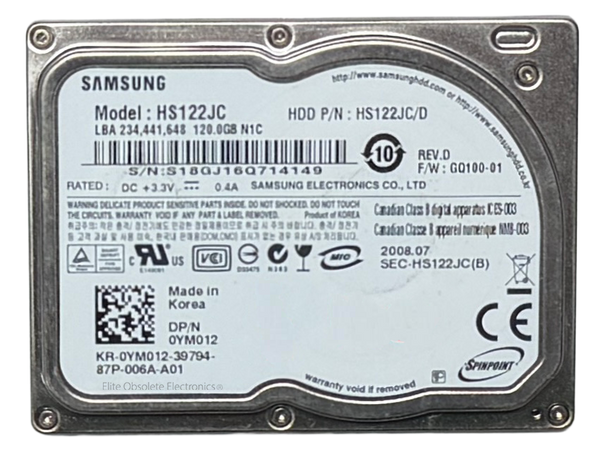 Samsung HS122JB Thick Dual Platter 120GB ZIF HDD Hard Drive for Apple iPod Video 5th 5.5 A1136 & iPod Classic 6th 7th A1238