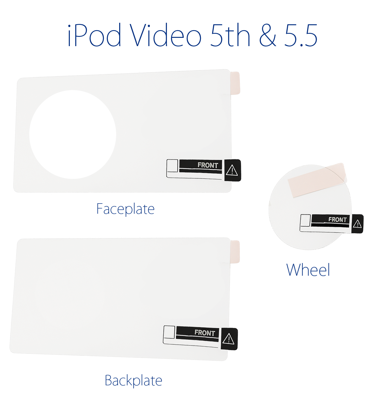 Clear Plastic Film Protectors for Screen Lens Backplate Faceplate Click Wheel for Apple iPod Video 5th 5.5 A1136 & iPod Classic 6th 7th A1238