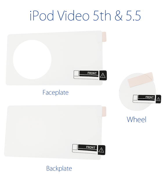 Clear Plastic Film Protectors for Screen Lens Backplate Faceplate Click Wheel for Apple iPod Video 5th 5.5 A1136 & iPod Classic 6th 7th A1238