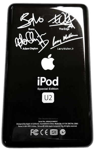Thin U2 Special Edition Black Backplate for Apple iPod Video 5th 5.5 A1136 & iPod Classic 6th 7th A1238