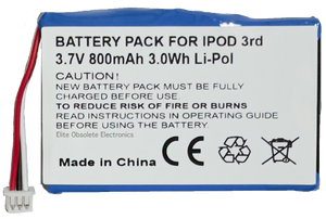 New 800mah Blue Lithium-Polymer Battery for Apple iPod Classic 3rd Generation