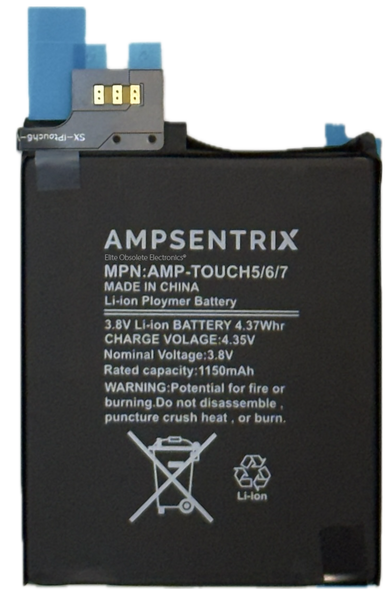 New AmpSentrix 1150mah Extended Capacity Lithium-Ion Polymer Battery for Apple iPod Touch 5th 6th 7th Generation A1421 A1509 A1574 A2178