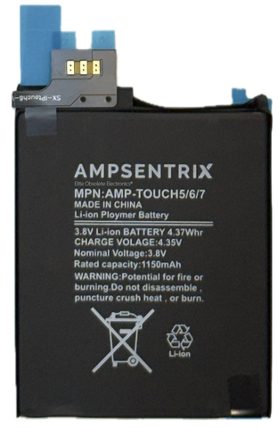 New AmpSentrix 1150mah Extended Capacity Lithium-Ion Polymer Battery for Apple iPod Touch 5th 6th 7th Generation A1421 A1509 A1574 A2178