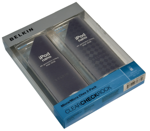 Belkin iPod Nano 4th Generation Micra & Micra Chex Pattern Clear Hard Shell Case 2 Pack New Old Stock