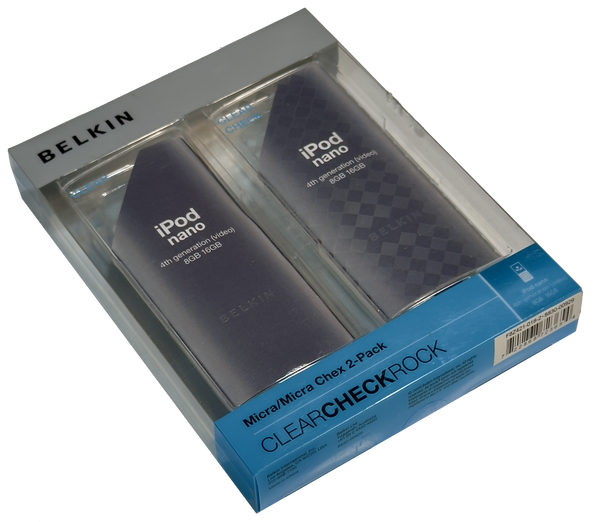 Belkin iPod Nano 4th Generation Micra & Micra Chex Pattern Clear Hard Shell Case 2 Pack New Old Stock