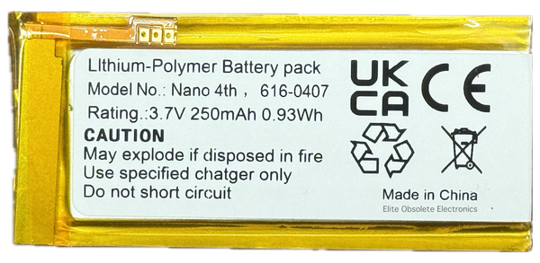 New 250mah Lithium Polymer Battery for Apple iPod Nano 4th Generation