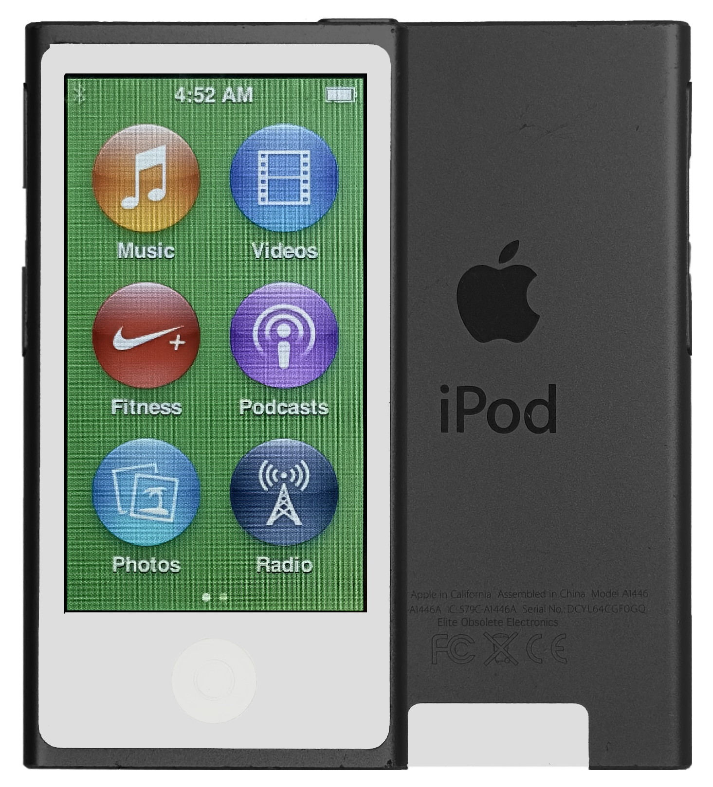 Refurbished Apple iPod Nano 7th Generation 16GB Slate Black & White MD481LL/A A1446 New Battery
