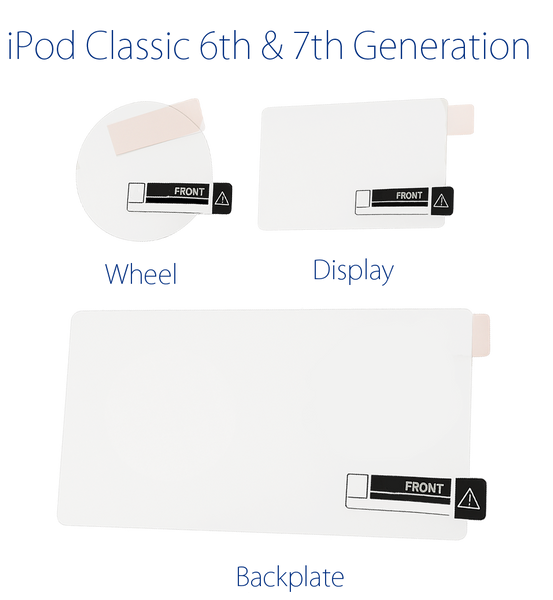 Clear Plastic Film Protectors for Screen Lens Backplate Faceplate Click Wheel for Apple iPod Video 5th 5.5 A1136 & iPod Classic 6th 7th A1238