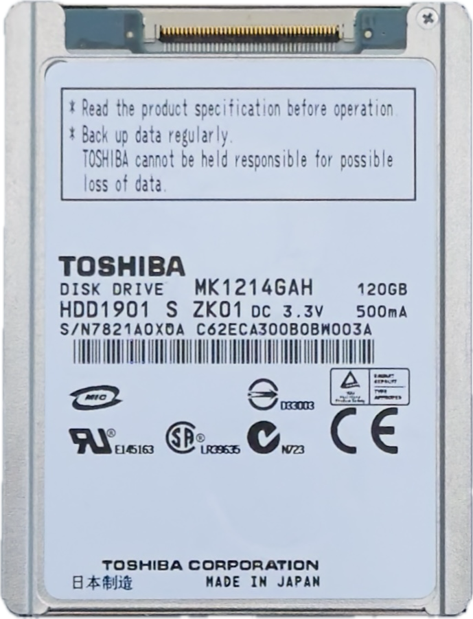 Toshiba MK1214GAH Thick Dual Platter 120GB ZIF HDD Hard Drive iPod Video 5th 5.5 & Classic 6th 7th
