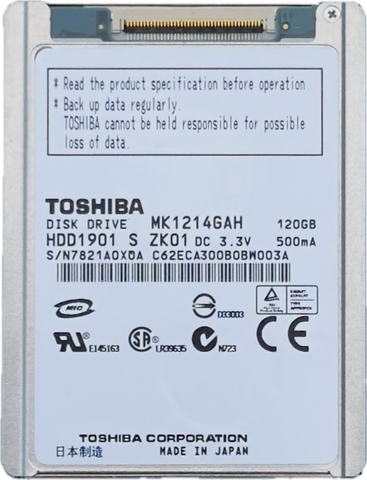 Toshiba MK1214GAH Thick Dual Platter 120GB ZIF HDD Hard Drive iPod Video 5th 5.5 & Classic 6th 7th