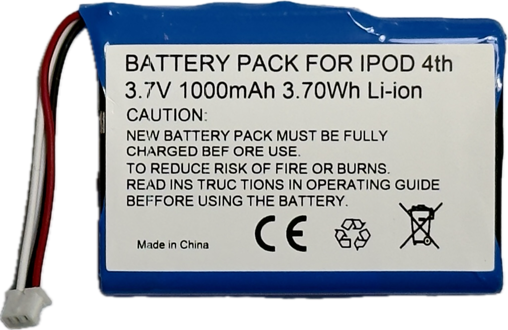 1000mah Lithium-ion Replacement Battery for Apple iPod Classic 4th 1000mah Lithium-ion Replacement Battery for Apple iPod Classic 4th