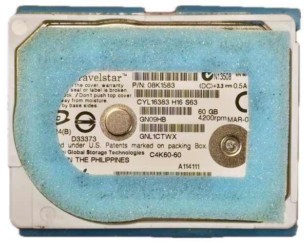 60GB Hitachi HTC426060G8CE00 08K1583 ZIF HDD Thick Dual Platter for Apple iPod Video 5th 5.5 A1136