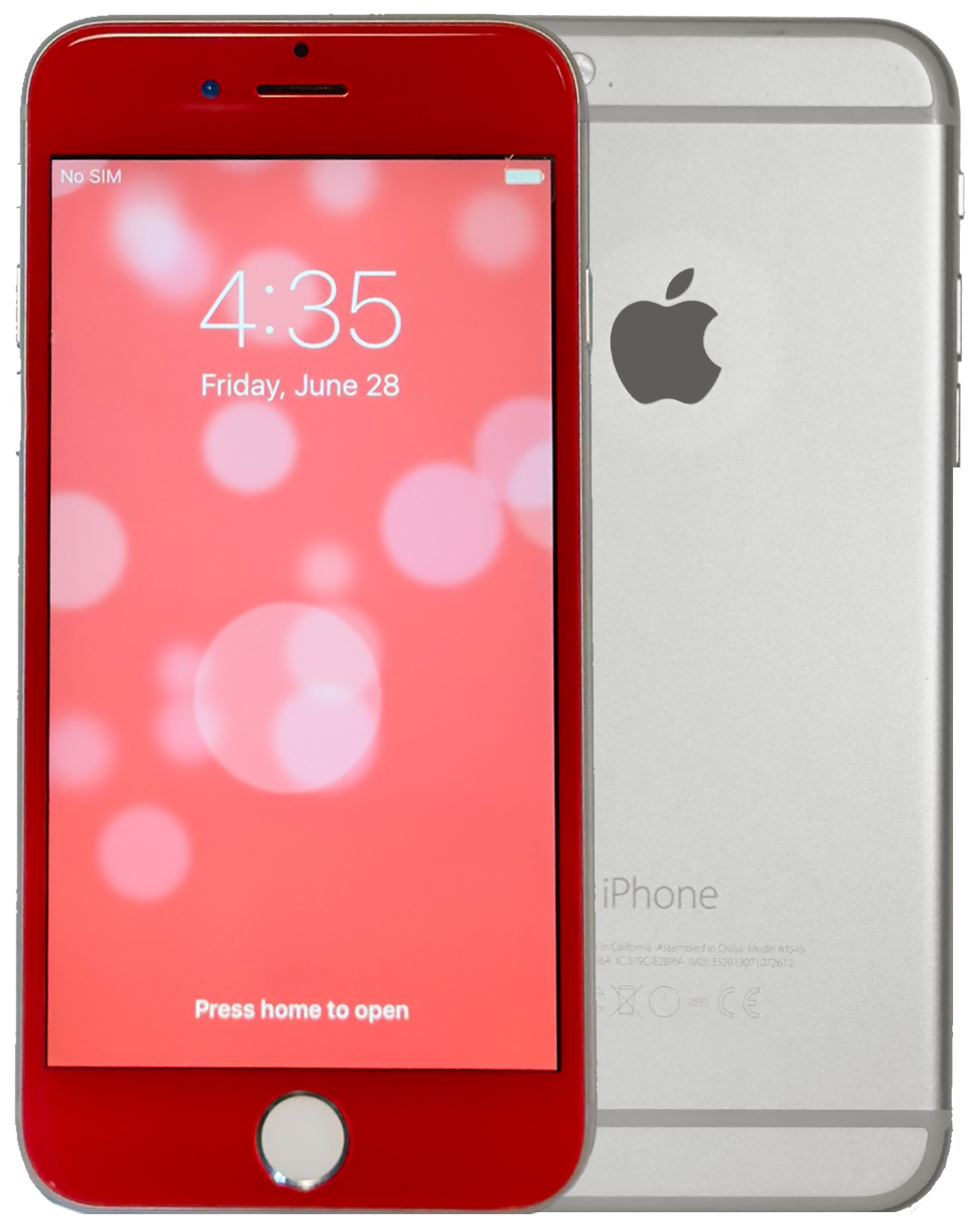 Rare Apple iPhone 6 16GB Custom Red & Silver iOS 10.3.3 MG5X2LL/A A1549 Refurbished New Battery