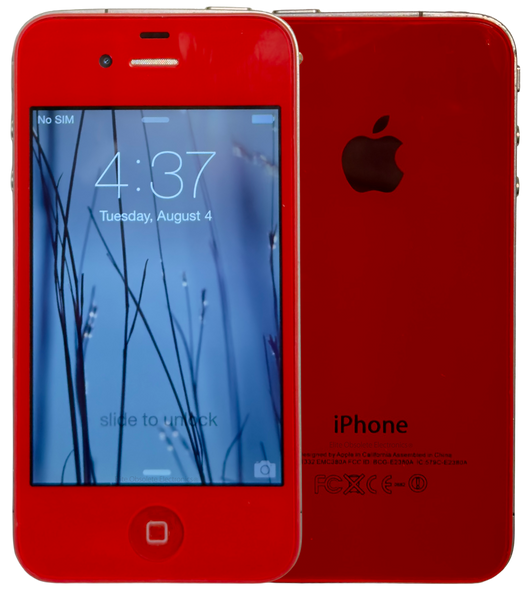 Custom Apple iPhone 4 Red 16GB iOS 7.1.2 MC608LL/A A1332
