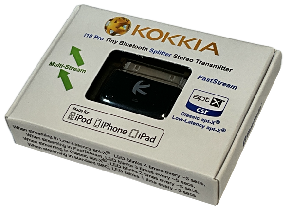 New Kokkia i10_Pro Bluetooth 2.0 Transmitter & Splitter for 30-Pin Dock Connector Adapter Black