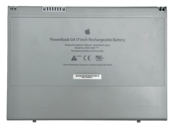 Original Apple Rechargeable Lithium-Ion Battery A1039 Mac PowerBook G4 17" Aluminum