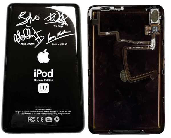 Thin U2 Special Edition Black Backplate for Apple iPod Video 5th 5.5 A1136 & iPod Classic 6th 7th A1238