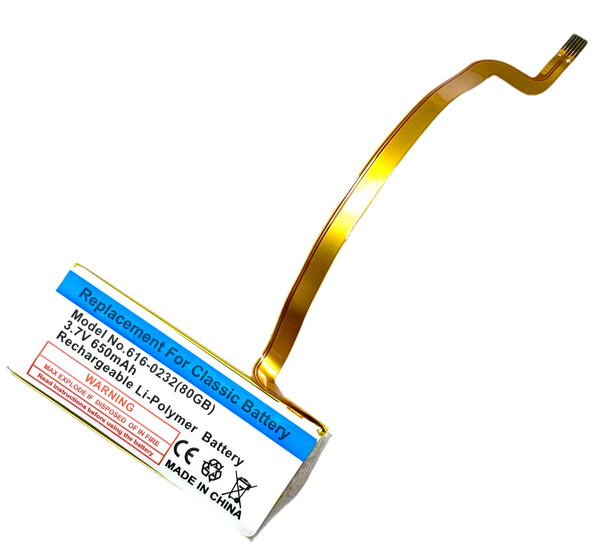 650mah Thin Lithium Polymer Battery for Apple iPod Video 5th 5.5 & iPod Classic 6th 7th A1136 A1238