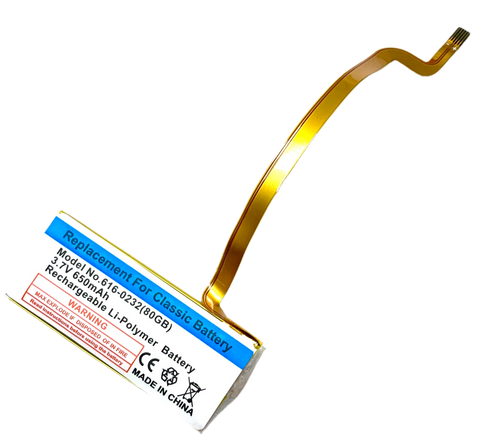 650mah Thin Lithium Polymer Battery for Apple iPod Video 5th 5.5 & iPod Classic 6th 7th A1136 A1238