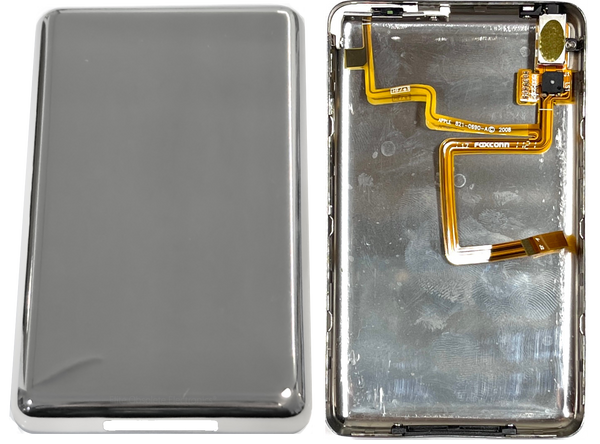 Thin Silver Chrome Fully Blank Backplate for Apple iPod Video Classic 5th 5.5 6th 7th