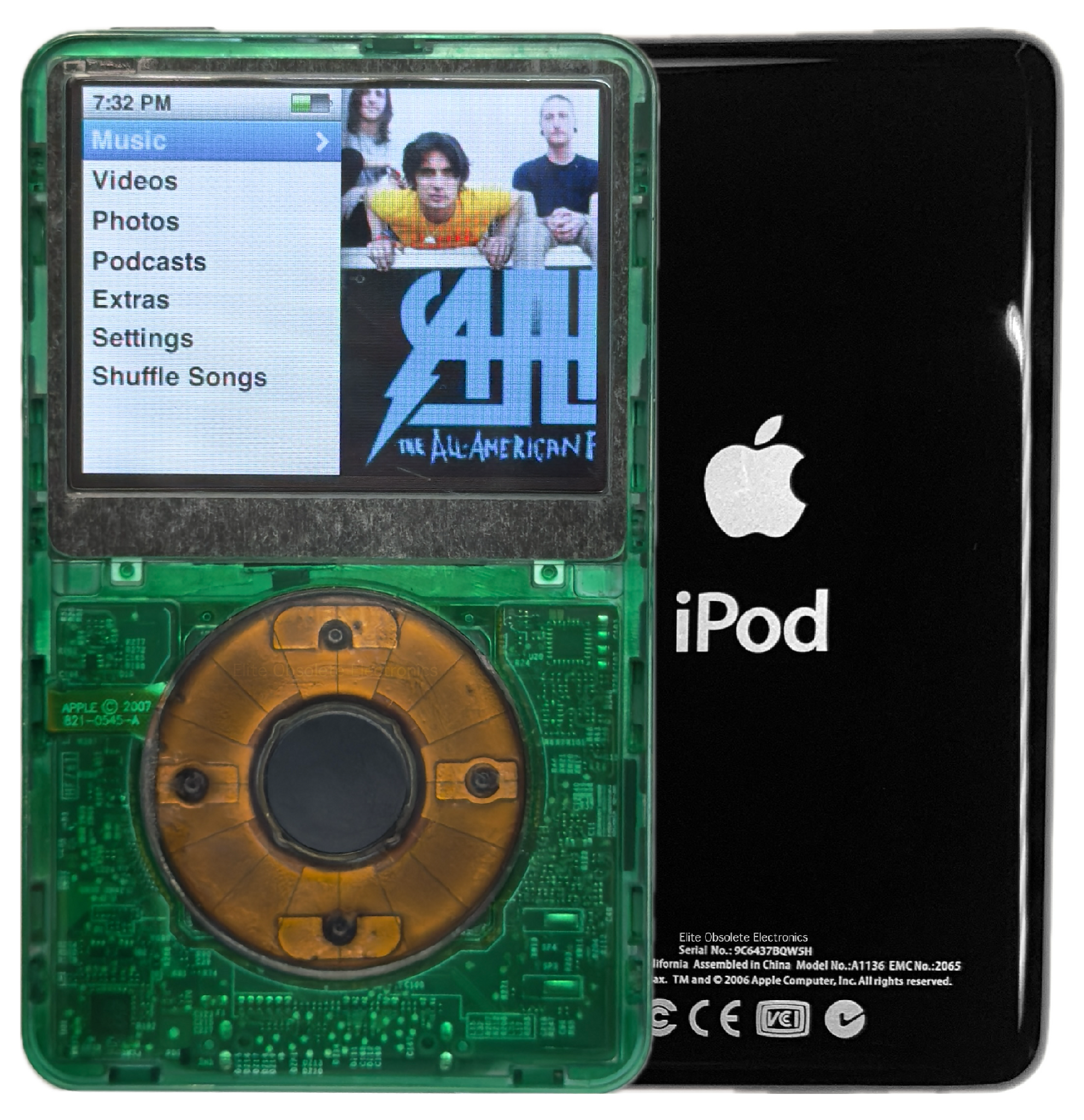 New Apple iPod Classic 6th & 7th Generation Atomic Clover Green / Atomic Storm / Gray (Black)