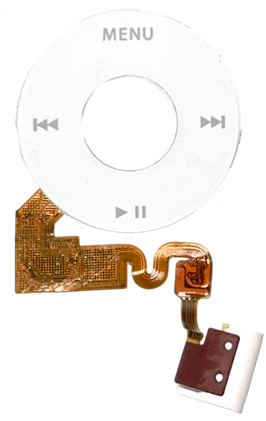 Original White Click Wheel Plastic & Headphone Jack Flex Cable for