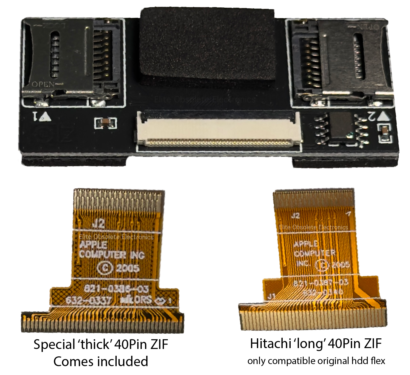 Compact Dual MicroSD SD Card ZIF 40-Pin Adapter for Apple iPod