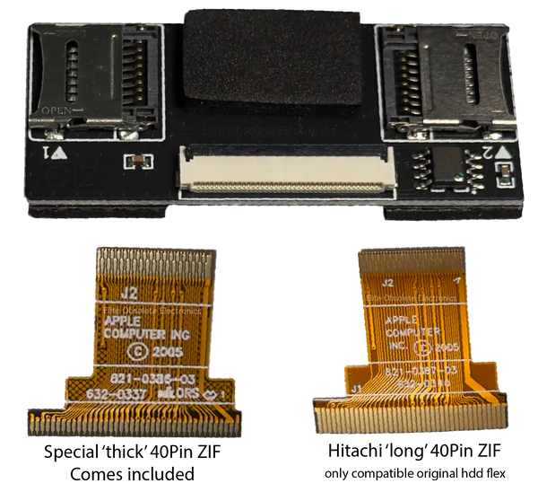 Compact Dual MicroSD SD Card ZIF 40-Pin Adapter for Apple iPod Video 5th 5.5 & iPod Classic 6th 7th A1136 A1238