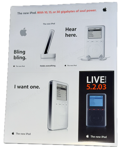 Original Apple 6 Piece Sticker Set ‘The new iPod’ Introductory Promo for iPod Classic 3rd Generation 2003 New