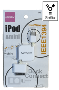 New Retractable 30-Pin to FireWire 400 Charge & Sync Cable for iPod