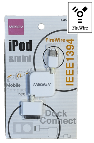 New Retractable 30-Pin to FireWire 400 Charge & Sync Cable for iPod