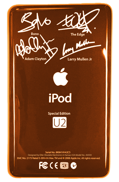 Orange Eclipse U2 Special Edition Thick Backplate for Apple iPod Video 5th 5.5 A1136 & iPod Classic 6th 7th A1238
