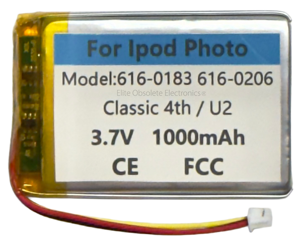 1000mah Lithium ion Battery for Apple iPod Classic 4th Generation Monochrome A1059 & iPod Photo Color Display 2005 A1099