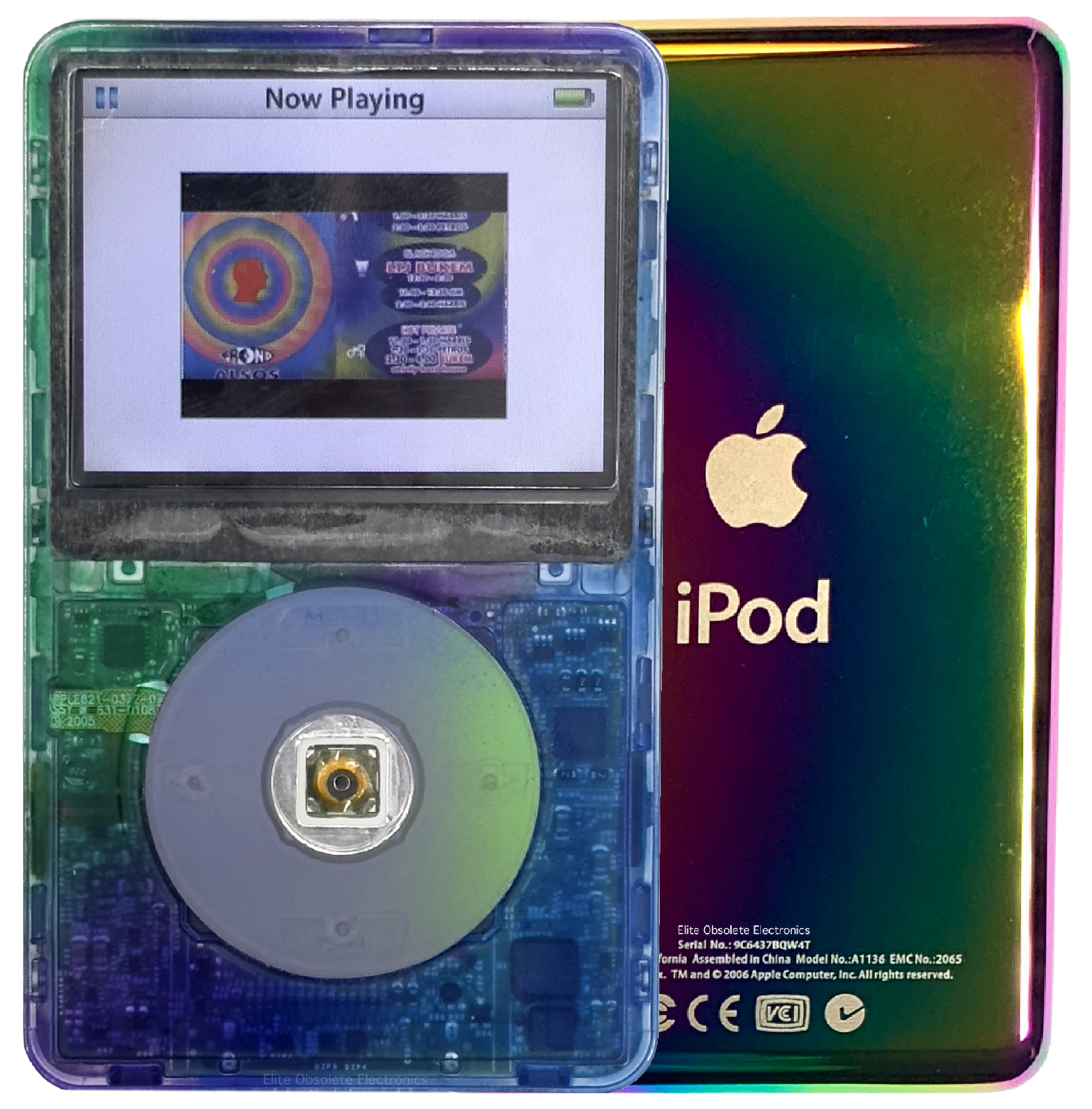 New Apple iPod Video Classic 5th & 5.5 Enhanced Atomic Surfside Aurora / Polychrome / Transparent (Rainbow)