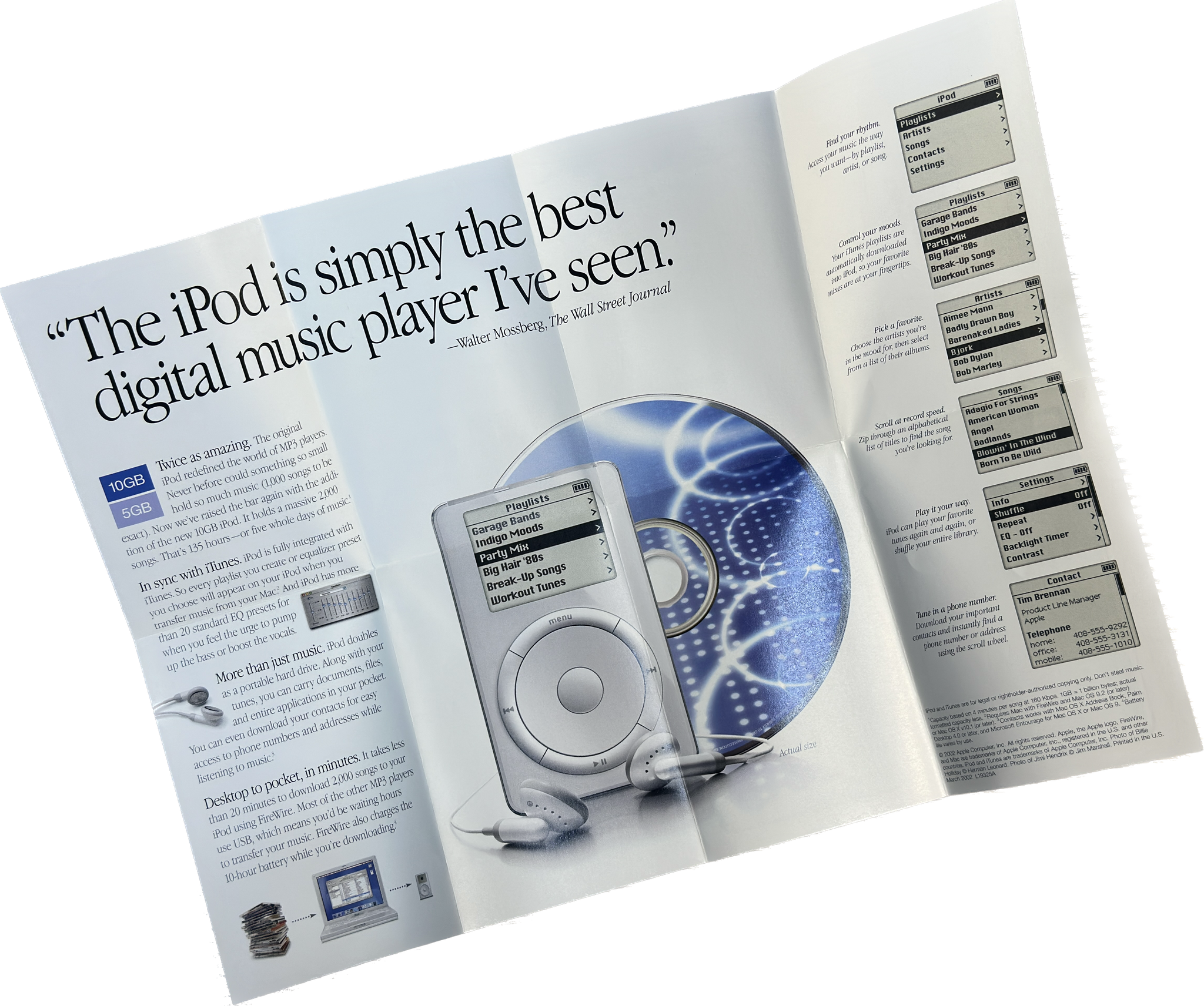Original Apple iPod Classic 1st 'Actual Size' Promotional Pamphlet