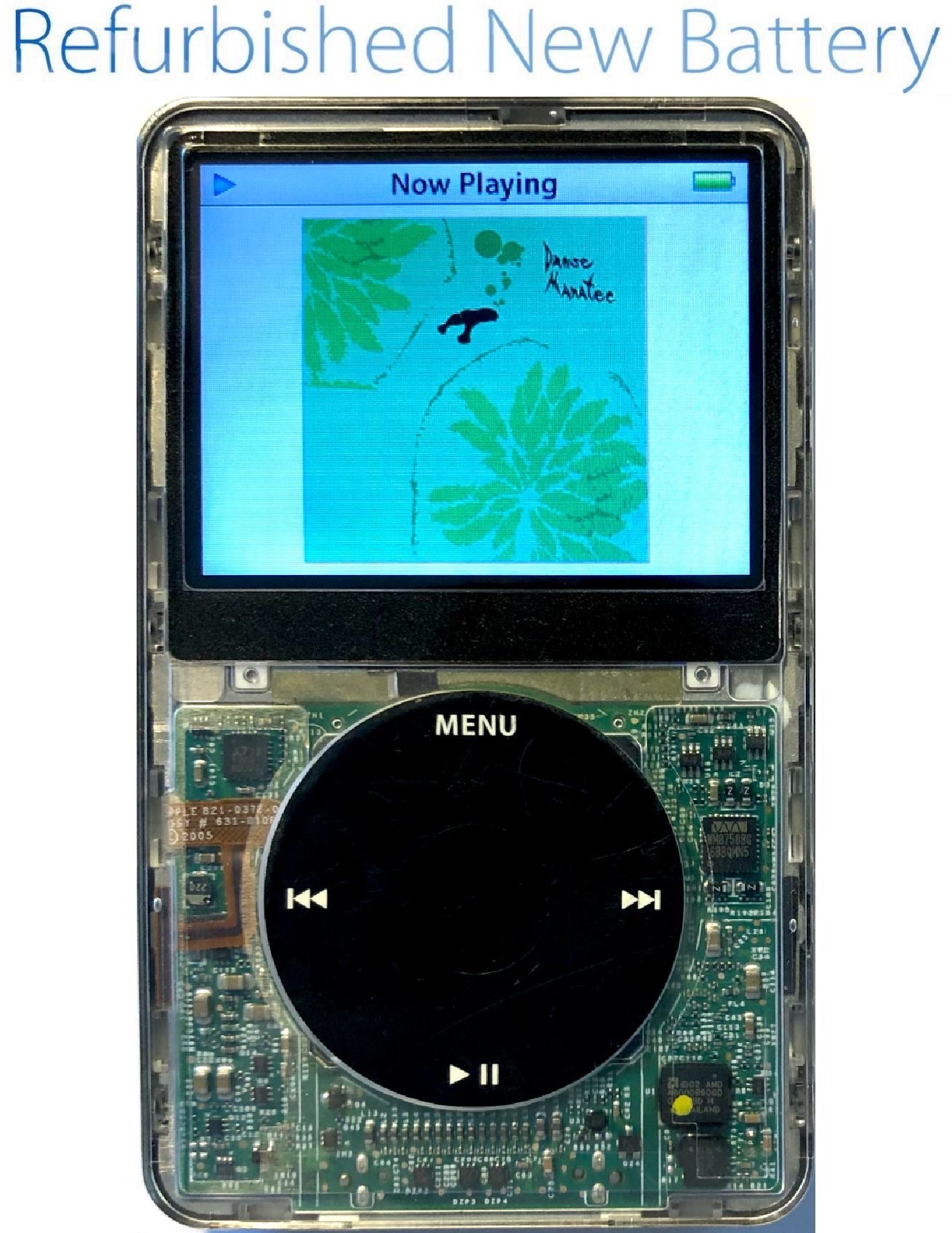 Refurbished Apple iPod Video 5th & 5.5 Enhanced Transparent Black New Battery 650mah 850mah