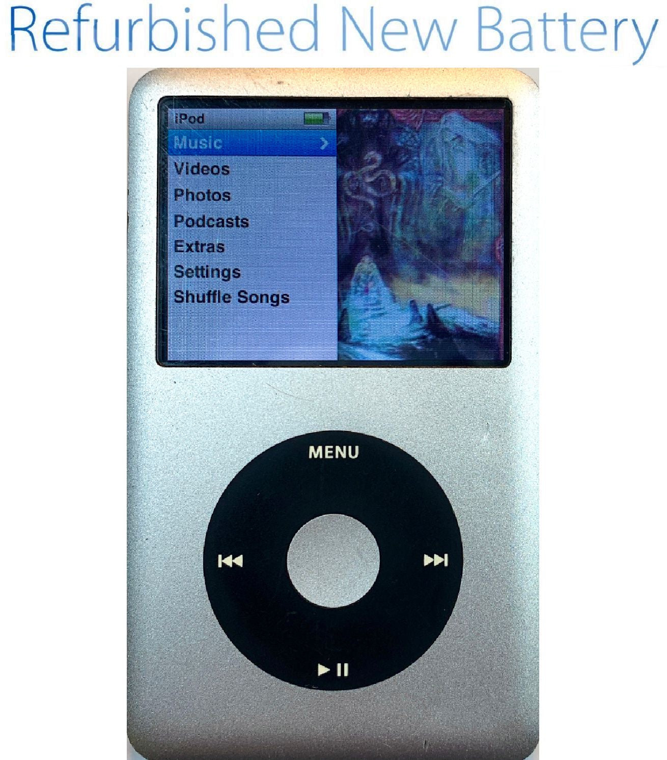 Refurbished Silver & Black Apple iPod Classic 6th & 7th Generation New Battery 650mah 850mah