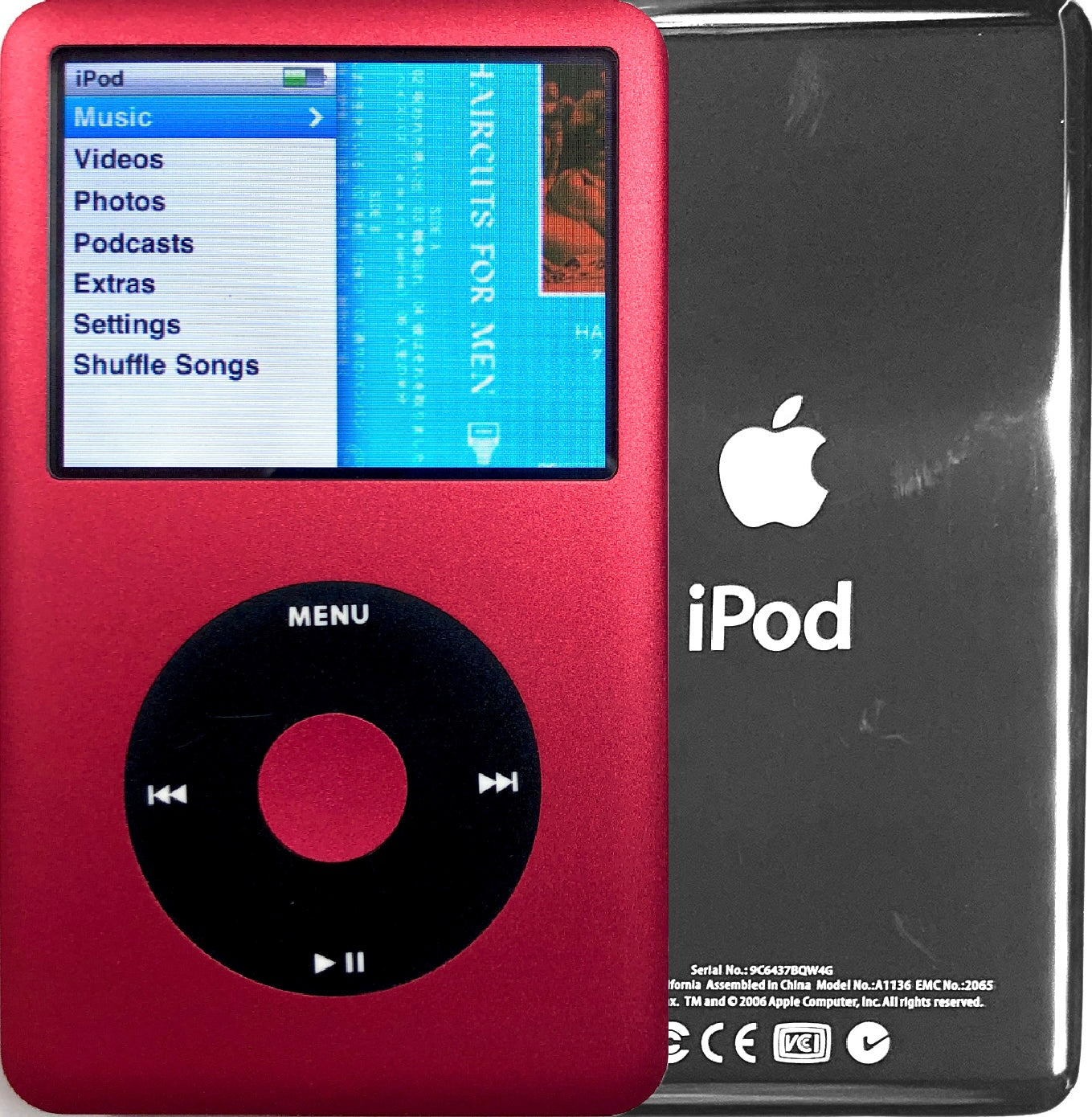 Red iPod Classic 5th 6th 7th Thin Back Bottom Rear Metal Red iPod Classic 5th 6th 7th Thin Back Bottom Rear Metal