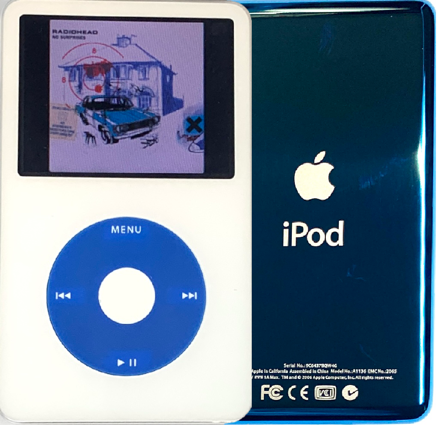 New Apple iPod Video Classic 5th & 5.5 Enhanced White / Blue / White (Aqua)